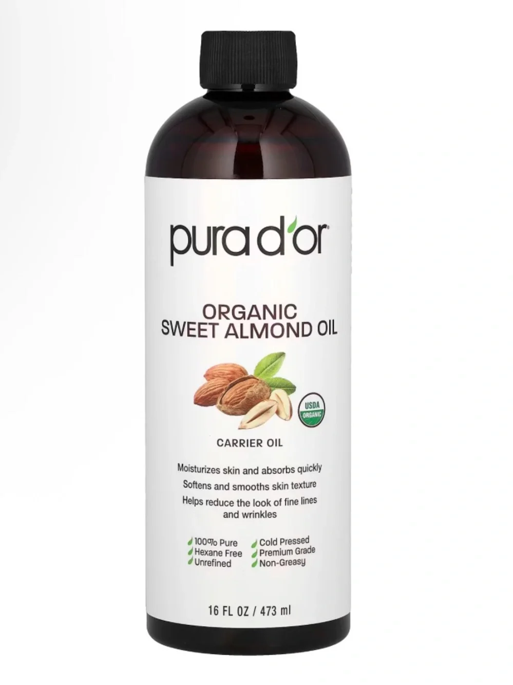 Purador Organic Sweet Almond Oil - with Pump 16 oz